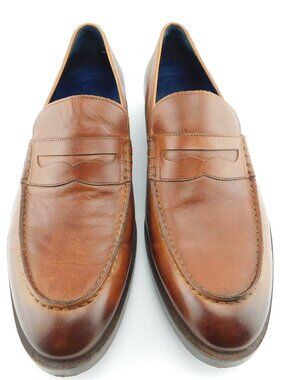 COLE HAAN Cognac Brown Leather Slip-on Penny Loafers Men's Shoes 11